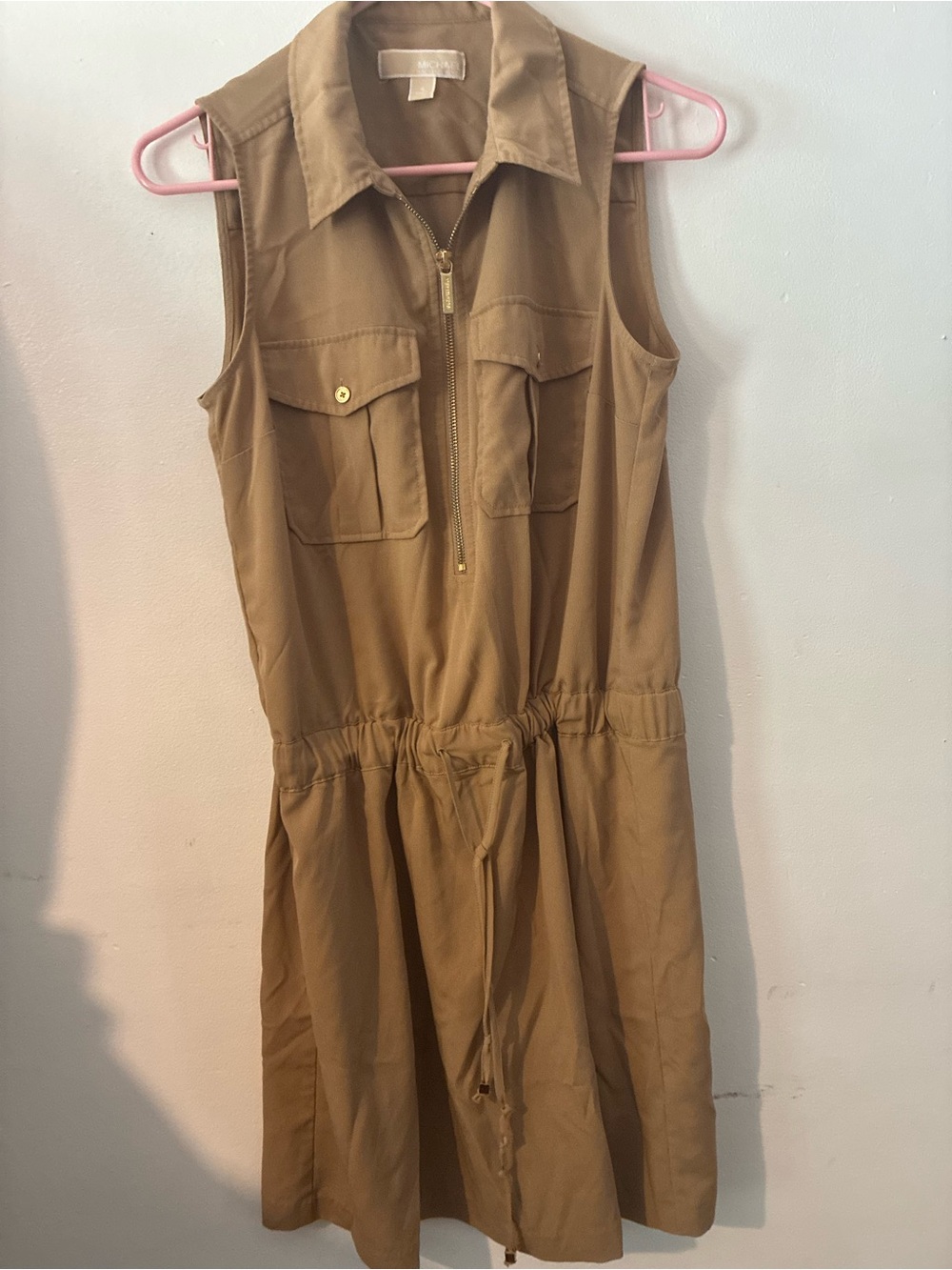 Michael Michael Kors Sleeveless Utility Safari Dress Tan Size 4